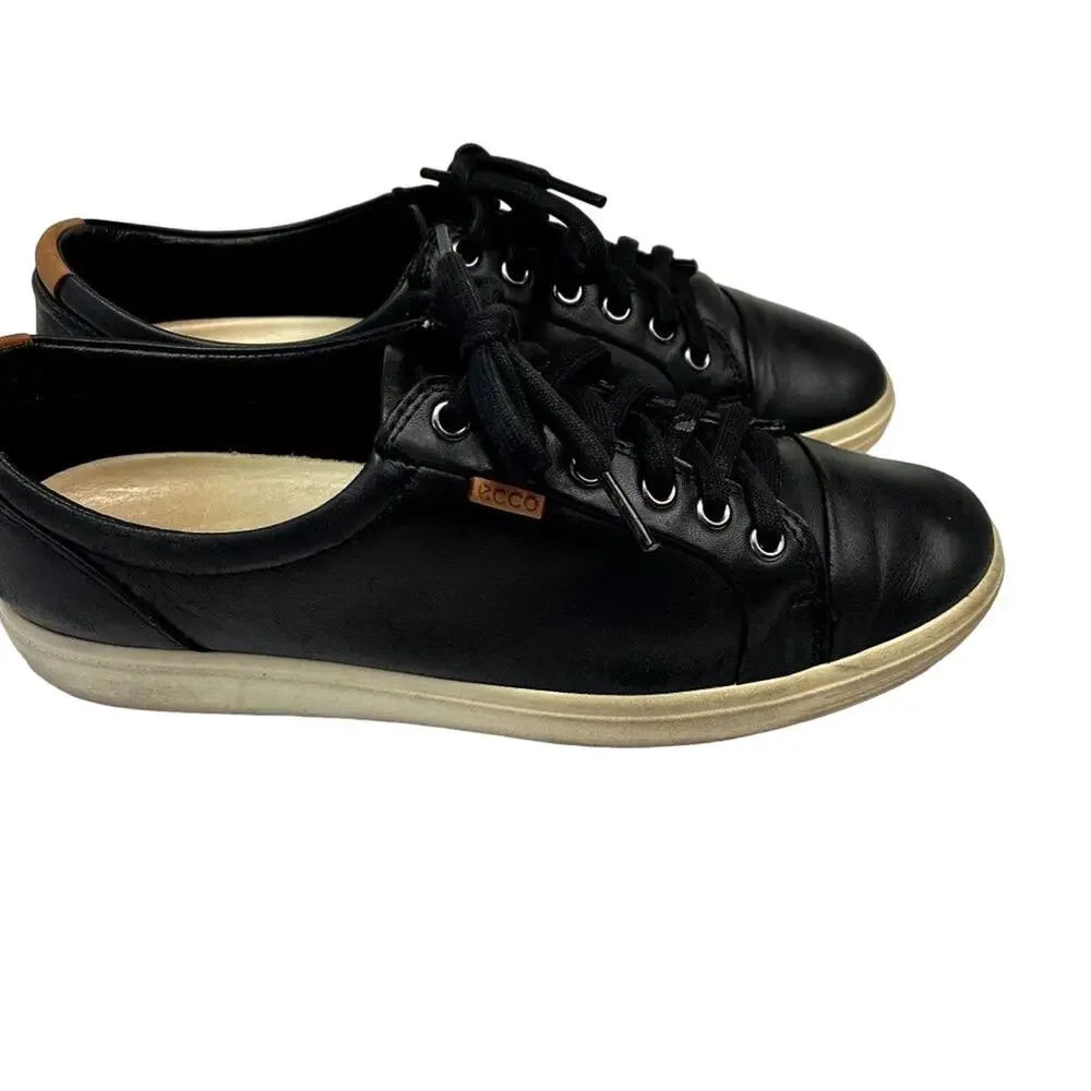 Ecco Sneakers Mens US:9  EUR 42 Black Activewear Leather Lace Up Low Top